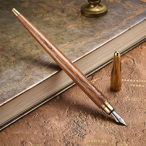 红木紫檀钢笔 黄铜复古书法水笔 手绘练字速写签字笔礼物收藏定制