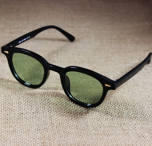 vintage日系复古炫酷黑色框绿黄片偏光太阳眼镜男女同款潮流墨镜