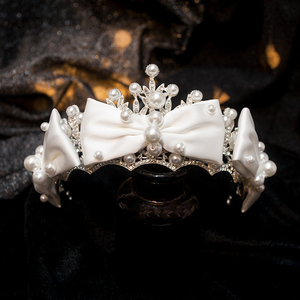 新娘皇冠头饰高级感奢华简约大气成人公主生日珍珠女神三件套王冠