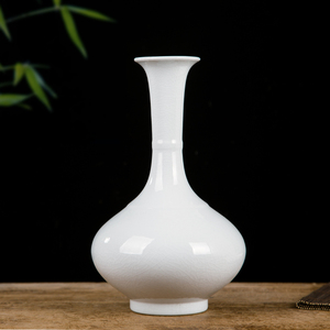 景德镇陶瓷器白色花瓶简约现代龙泉青瓷家居工艺品酒柜装饰品摆件