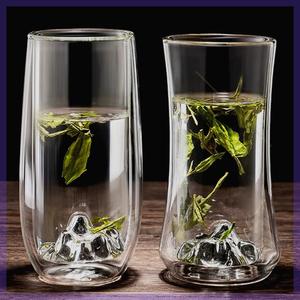 绿茶杯专用龙井杯玻璃水杯耐热杯子雪山观山泡茶杯竹叶青专用杯