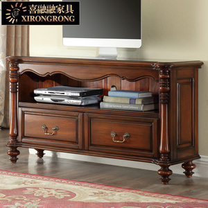 美式纯实木电视柜简约欧式现代卧室家具小户型迷你超薄高款窄高柜