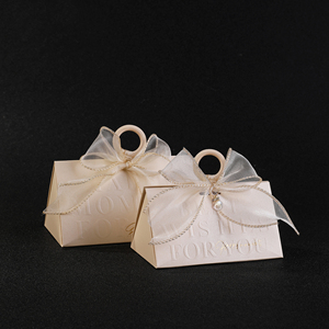 香槟色小号喜糖盒结婚木环婚庆创意简约手提卡纸小清新喜糖盒子