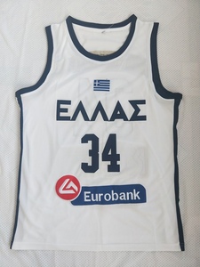 34号希腊国家队 字母哥 阿德托昆博 长臂怪 刺绣 球衣潮流篮球服