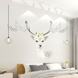 3d立体鹿头墙贴纸客厅卧室墙面装饰温馨床头背景墙壁贴画墙纸自粘