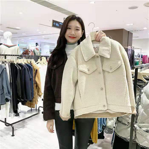 冬季韩国G-*家羊羔毛外套女休闲翻领毛呢短款女士-72594-10501