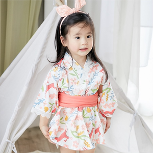 Augelute女童夏秋季日式和服中大童和服浴衣连衣裙日本洋装60364
