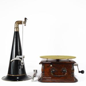 西洋古董 哥伦比亚 大喇叭留声机手摇黑胶唱机78转发条有力老物件