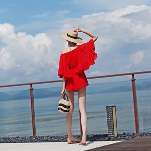 雪纺连体裤女高级感海边度假沙滩连衣裙旅游拍照旅行穿搭短裤套装