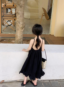 女童夏装吊带裙2024新款韩国童装露背连衣裙宝宝海边度假沙滩裙子