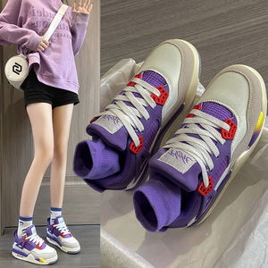 aj4气垫舒适运动鞋女2022新款温柔紫色原宿ulzzang高颜值篮球鞋