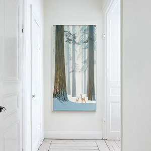 北欧风格装饰画走廊单幅挂画现代简约玄关美式竖版长条画过道装饰