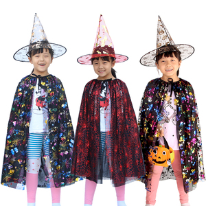 万圣节儿童披风幼儿园小女巫演出服装男女童表演蜘蛛南瓜巫婆斗篷