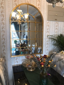 欧式假窗镜铁艺墙面装饰窗户弧形壁炉客厅装饰镜子创意餐厅壁饰镜
