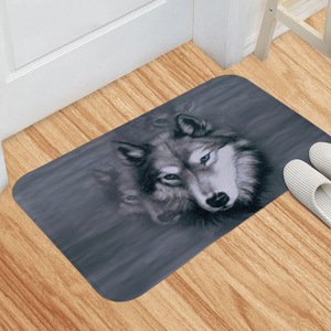 3D狼动物图案地垫浴室吸水进门垫沙发脚垫新款宠物垫