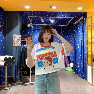 YONA全球购韩国陆心媛专柜正品女士新款时尚摩登学院短款短袖T恤