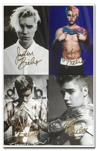 2020年-贾斯汀比伯Justin Bieber亲笔签名照片+签名海报12寸相框