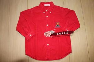 日本童装品牌mikihouse秋冬男女童90cm灯芯绒长袖红色衬衫绝版
