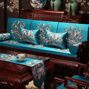 新中式红木沙发坐垫实木家具椅垫中国风罗汉床五件套座垫防滑定制
