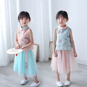 贝优可原创汉服女童夏季裙子宝宝中国风古装超仙气两件套襦裙