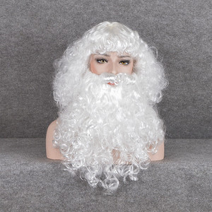 圣诞节表演面具白色老爷爷胡子圣诞老人胡子眉毛直胡白胡须大假发