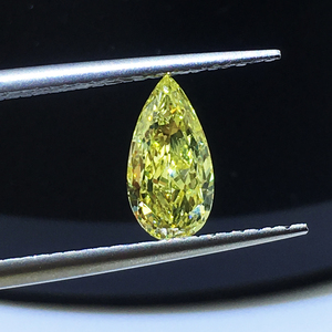 现货GIA证0.88克拉SI1浓彩黄钻石FIY水滴裸钻显大1克拉异型钻