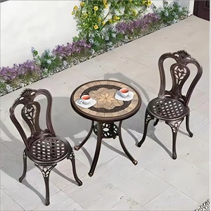 户外桌椅茶几铸铝组合庭院室外铁艺不生锈休闲桌子三件套阳台家具