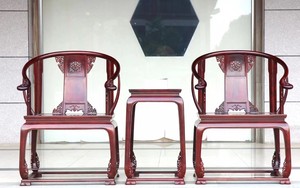 印度小叶紫檀皇冠椅三件套红木中式仿古实木休闲椅会客椅桌椅组合