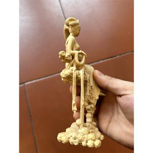 崖柏黄杨木雕嫦娥奔月摆件实木雕刻神仙人物居家办公室装饰工艺品