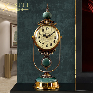 欧式座钟客厅家用摆放时尚摆件复古轻奢钟表台式台钟古董摆钟坐钟