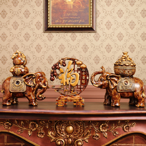 欧式招财大象一对创意客厅玄关电视柜酒柜工艺摆设家居装饰品摆件