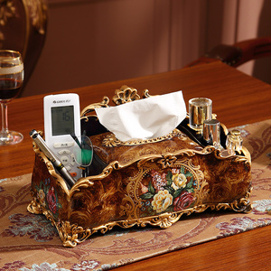 欧式创意纸巾盒摆件客厅餐桌茶几抽纸盒实用装饰多功能收纳抽纸盒
