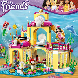 礼物拼搭女孩子系列积木公主梦美人鱼的海底宫殿城堡拼装益智玩具