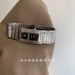 handsmood高级轻奢简约银色手镯设计个性方形潮流石英女腕表319