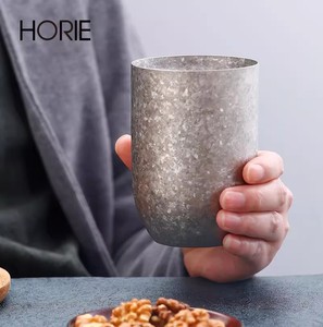 日本HORIE纯钛水杯真空双层轻奢高颜值啤酒咖啡牛奶隔热保冷杯子