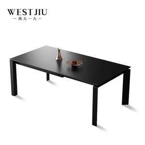 意式轻奢单边拉伸岩板餐桌极简长方形小户型现代简约可伸缩餐桌椅