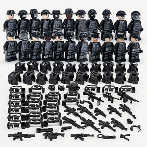 乐高军事小颗粒积木人仔特警飞虎队警察特种兵武器小男孩拼装玩具