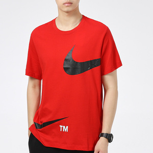 Nike耐克红色短袖男装T恤2024夏季新款大勾运动服半袖T恤DD3350