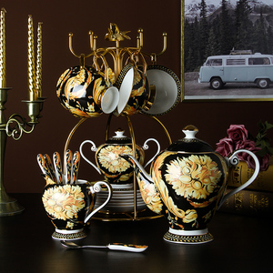 潮祥欧式骨瓷咖啡杯碟套装创意家用陶瓷水杯子小奢华红茶茶具整套