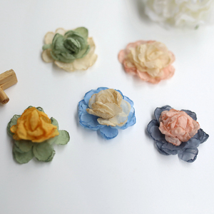 4cm彩色韩版立体布艺花朵辅料玫瑰花材料手工饰品衣帽服装饰材料