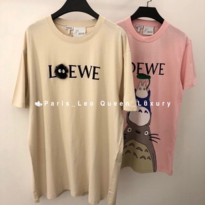 代购 Loewe/罗意威 龙猫合作款 21早春新款 圆领蓝色短袖T恤