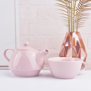 出口欧式粉色陶瓷子母壶下午茶花茶具套装单人杯壶咖啡壶一壶一杯