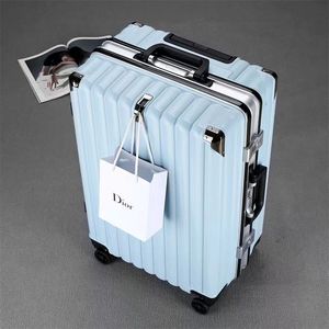 韩版行李箱女学生旅行箱拉杆箱男万向轮皮箱子大容量密码箱铝框款