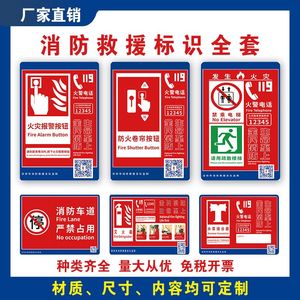 新款深圳灭火器消火栓使用方法说明贴纸安全标志验厂警示牌新品