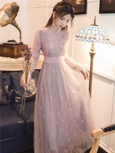 很仙的连衣裙小礼服仙女系紫色裙子超仙森系甜美梦幻蕾丝长裙少女