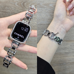 高级镂空不锈钢表带苹果手表AppleWatch9小香风金属表链iwatch8se