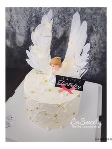 生日蛋糕装饰天使女孩男孩甜品台装饰羽毛翅膀 蛋糕装饰生日蜡烛