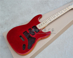 FllyoungST款电吉他半成品 透明红桤木琴身虎纹枫木琴颈 可按要求