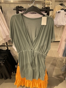 HM女装专柜正品 绿色薄款泳衣罩衫沙滩外衣1062159