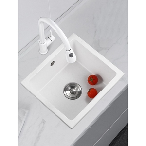 科勒旗下卡丽吧台方形白色石英石厨房水槽单槽家用台下洗手盆